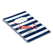 Flamingo's ,Moderne marineblauwe strepen Notitieboek (Rechterzijde)