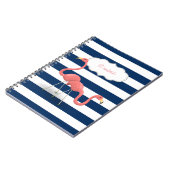 Flamingo's ,Moderne marineblauwe strepen Notitieboek (Linkerzijde)