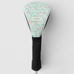 Flamingo's Monogram Tropische Vogel Roze Groen Golfheadcover