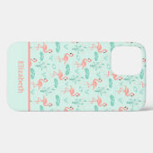 Flamingo's Monogram Tropische Vogel Roze Groen Tre Case-Mate iPhone Case (Achterkant (horizontaal))