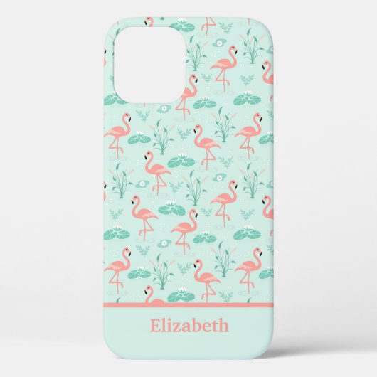 Flamingo's Monogram Tropische Vogel Roze Groen Tre Case-Mate iPhone Case (Achterkant)