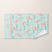 Flamingo's Monogram Tropische Vogelroze Groen Bad Handdoek (Handdoek)