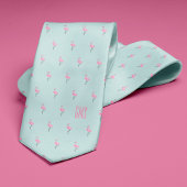 Flamingos Monogrammed Light Blue Stropdas