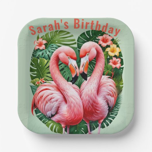 flamingo's nekken roze hart tropisch Papier Bord (Voorkant)