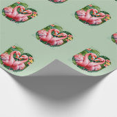 Flamingo's nekken roze hart tropische liefde flami cadeaupapier (Hoek)