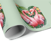 Flamingo's nekken roze hart tropische liefde flami cadeaupapier (Rol Hoek)