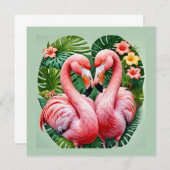 Flamingo's nekken roze hart tropische liefde flami kaart (Voorkant / Achterkant)