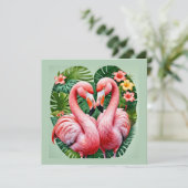 Flamingo's nekken roze hart tropische liefde flami kaart (Staand voorkant)
