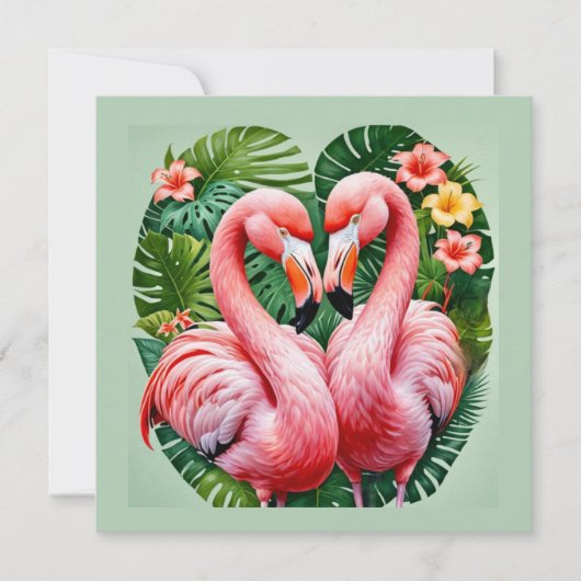 Flamingo's nekken roze hart tropische liefde flami kaart (Voorkant)