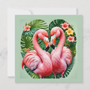 flamingo's nekken roze hart tropische liefde flami kaart