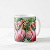 Flamingo's nekken roze hart tropische liefde flami koffiemok (Voorkant rechts)