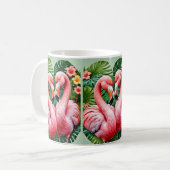 Flamingo's nekken roze hart tropische liefde flami koffiemok (Voorkant links)