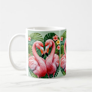 Flamingo's nekken roze hart tropische liefde flami koffiemok