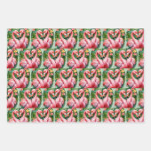 Flamingo's nekken roze hart tropische liefde  inpakpapier vel (Voorkant 2)