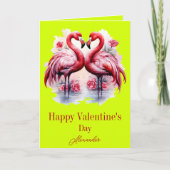 Flamingos Neon Kleur Valentijnsdag Kaart (Voorkant)