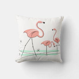 Flamingos Ocean Trio 2 aqua check back square Kussen