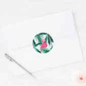 Flamingos onder palmbomen in het Oerwoud van Afrik Ronde Sticker (Envelop)