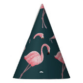 Flamingo's op blauw, naadloos patroon. feesthoedjes (Links)