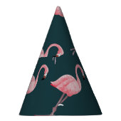 Flamingo's op blauw, naadloos patroon. feesthoedjes (Rechts)