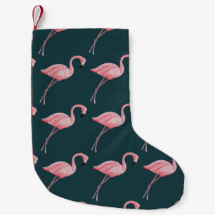Flamingo's op blauw, naadloos patroon. kleine kerstsok