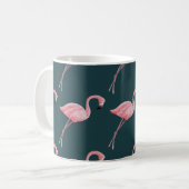 Flamingo's op blauw, naadloos patroon. koffiemok (Voorkant links)