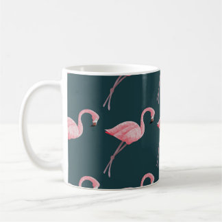 Flamingo's op blauw,  naadloos patroon. koffiemok