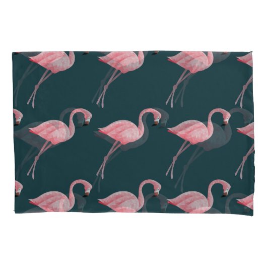 Flamingo's op blauw, naadloos patroon. kussensloop (Voorkant)