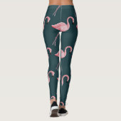 Flamingo's op blauw,  naadloos patroon. leggings (Achterkant)