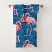 Flamingos op blauwe bananenbladeren bad handdoek (Insitu)