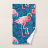 Flamingos op blauwe bananenbladeren bad handdoek (Handdoek)