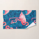 Flamingos op blauwe bananenbladeren bad handdoek (Handdoek)