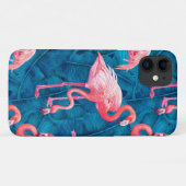 Flamingos op blauwe bananenbladeren Case-Mate iPhone case (Achterkant (horizontaal))