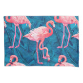 Flamingos op blauwe bananenbladeren kussensloop (Voorkant)