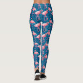 Flamingos op blauwe bananenbladeren leggings (Achterkant)