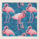 Flamingos op blauwe bananenbladeren sjaal<br><div class="desc">Met de hand geschilde waterverf flamingvogels,  naadloos patroon</div>