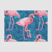 Flamingos op blauwe bananenbladeren tissuepapier (Voorkant)