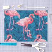 Flamingos op blauwe bananenbladeren tissuepapier (Craft)