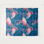Flamingos op blauwe bananenbladeren wandkleed (Voorkant (horizontaal))