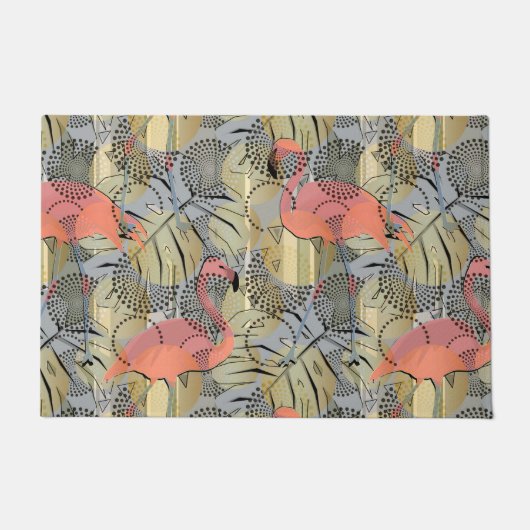 Flamingos op een abstracte achtergrond. deurmat (Voorkant)