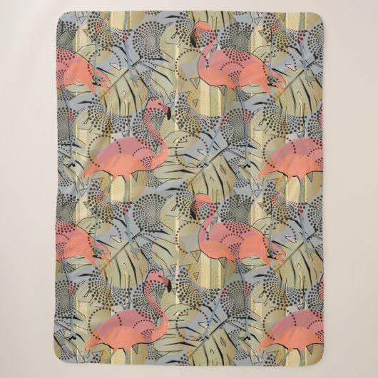 Flamingos op een abstracte achtergrond. sherpa deken (Voorkant)