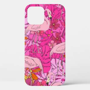 Flamingos op een achtergrond van tropische bladere Case-Mate iPhone case
