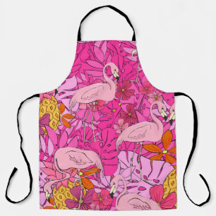 Flamingos op een achtergrond van tropische bladere schort