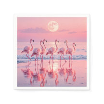 Flamingo's op een roze strand