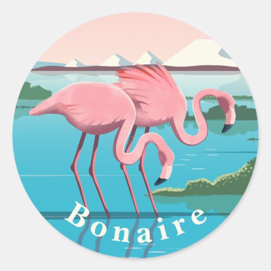 Flamingo's op het Caribische eiland Bonaire Ronde Sticker (Voorkant)