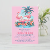 Flamingo's op het strand Verjaardag Tropische zome Kaart (Staand voorkant)