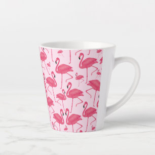 Flamingo's op lichtroze achtergrond latte mok