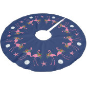 Flamingo's op Navy Blue Christmas Tree Rok Kerstboom Rok (Gekanteld)