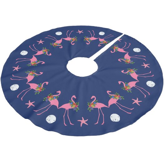 Flamingo's op Navy Blue Christmas Tree Rok Kerstboom Rok (Gekanteld)