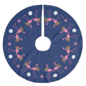 Flamingo's op Navy Blue Christmas Tree Rok Kerstboom Rok (Voorkant)