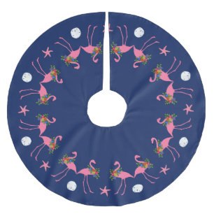 Flamingo's op Navy Blue Christmas Tree Rok Kerstboom Rok
